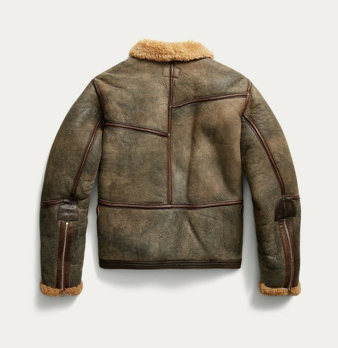 RRL Double RL Ralph Lauren Leather Brown Shearling Military RRL Double RL Ralph Lauren Leather Brown Shearling Military