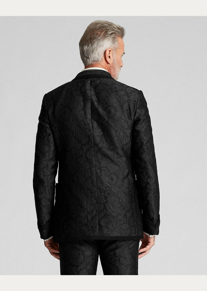 Ralph Lauren RRL Jacquard Smoking Jacket Sportcoat Black Suit Men's 40 R Pants