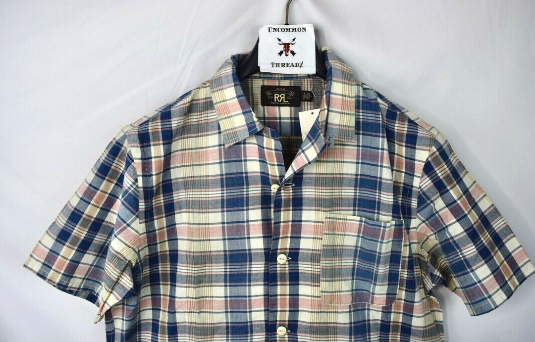 RRL Ralph Lauren 1920s Madras Plaid Camp Tissue Cotton Shirt Mens XL Extra-Large