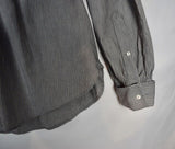 RRL Ralph Lauren Striped Band Collar Button Dress Gray Work Shirt Men's Large L