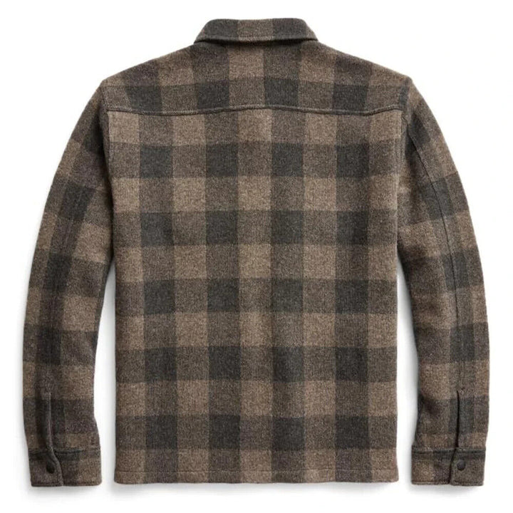 RRL Ralph Lauren Wool Cashmere Shirt Gray Plaid Sweater Workshirt Men's Small S