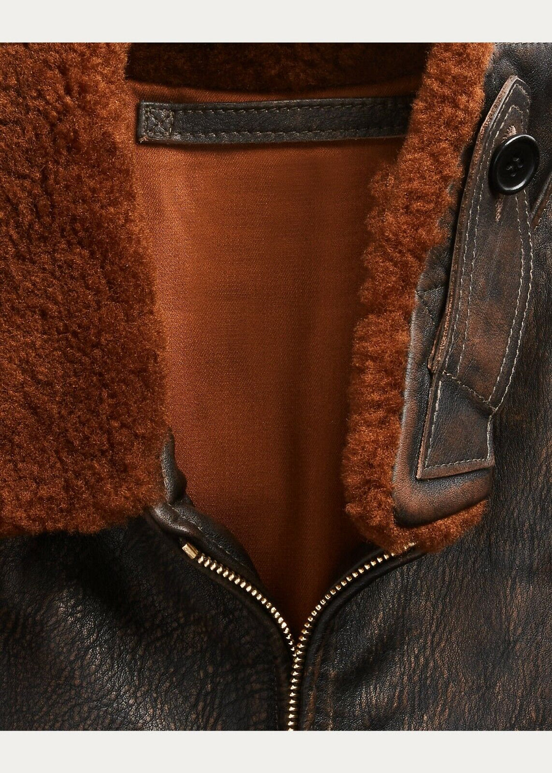 RRL Ralph Lauren Brown Shearling Flight Pilot Military Jacket Men XXL 2XL