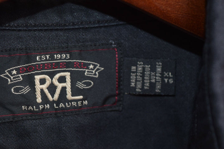 RRL Ralph Lauren Military Sateen Cotton Black Work Shirt Men's XL Extra-Large