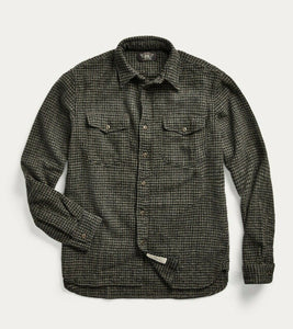 RRL Ralph Lauren 1890s Chain-Stitch Wool Workshirt Black Shirt Men's Small S