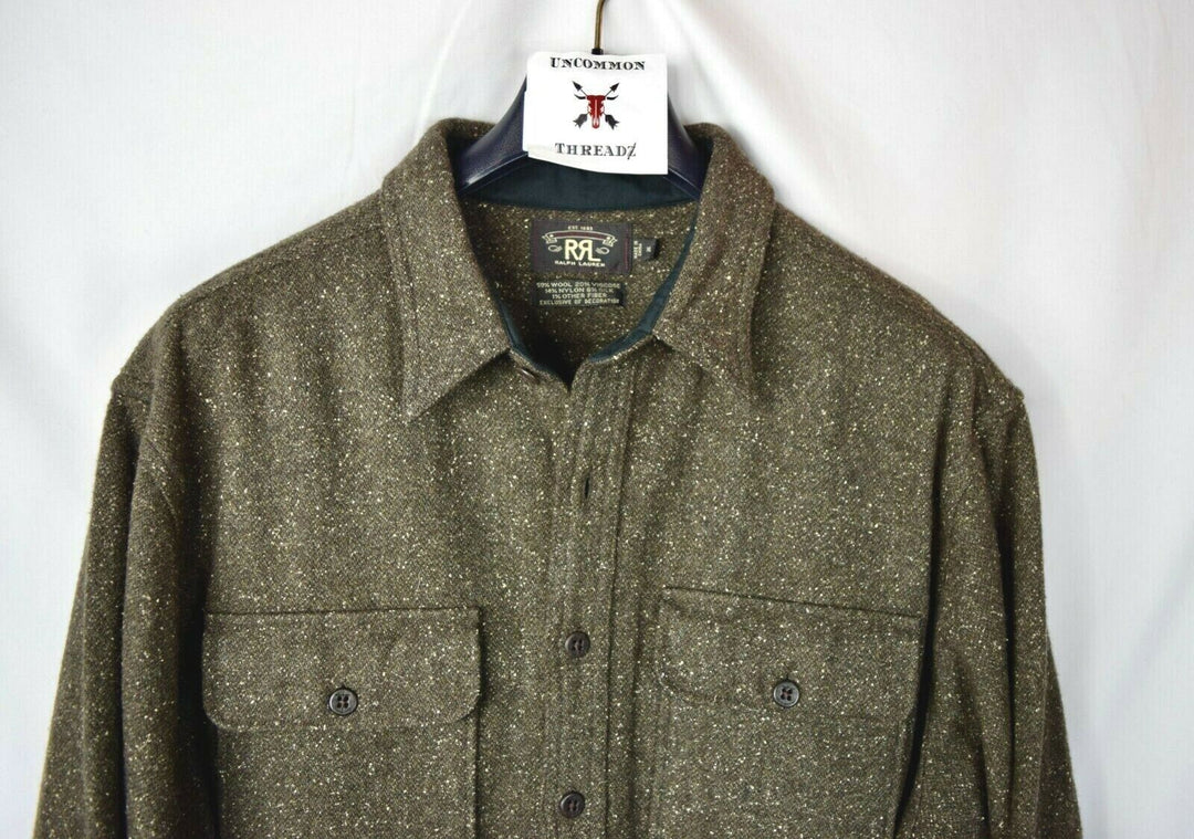 RRL Ralph Lauren Wool Speckled Brown Shirt Workshirt Men's XL Extra-Large