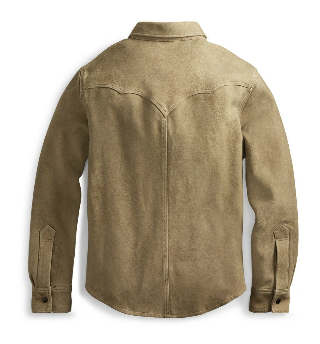 $2200 RRL Ralph Lauren Tan Waxed Sheepskin Western Leather Jacket Men's Small S