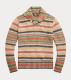 RRL Ralph Lauren Striped Knit Silk Wool Serape Blanket Cardigan Men's Large L