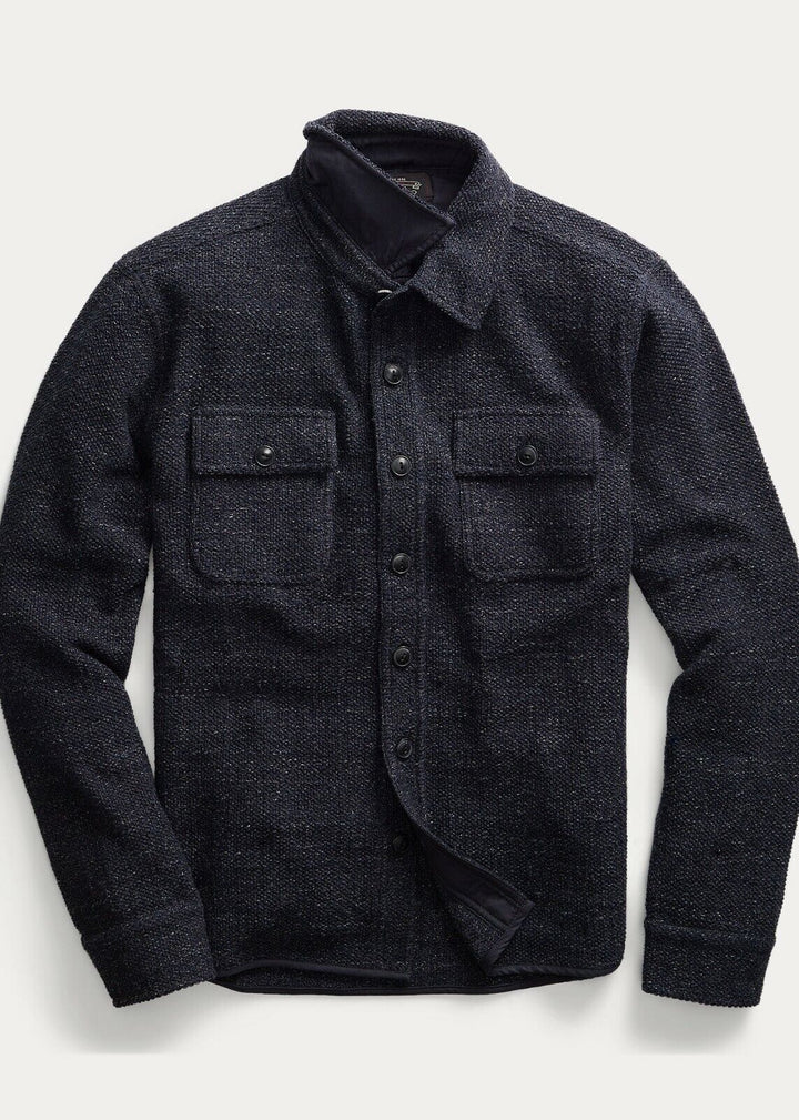 New RRL Ralph Lauren Ring-Spun Workshirt Jacket Navy Blue Men's Extra-Small XS