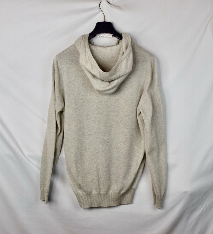 New LORO PIANA Cashmere Silk Gray Solid Hoodie Full Zip Sweater XL Extra-Large