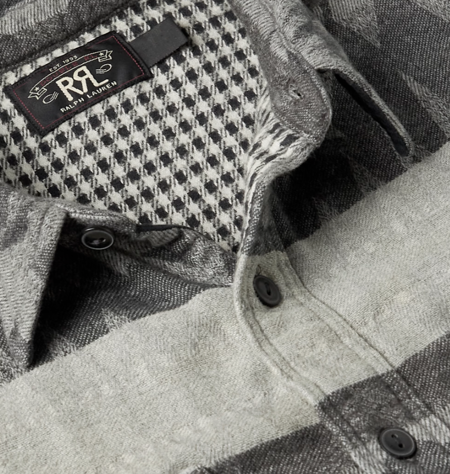 Ralph Lauren RRL Gray Flannel Wool  Jacquard Southwest Shirt Men's M Medium