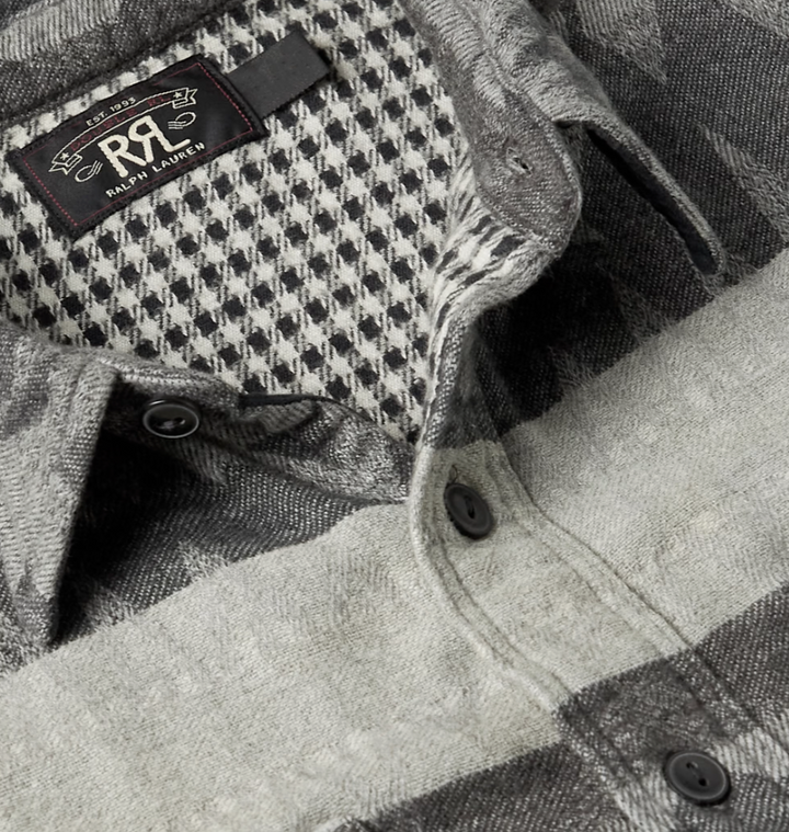 Ralph Lauren RRL Gray Flannel Wool  Jacquard Southwest Shirt Men's M Medium