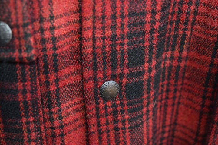 RRL Ralph Lauren Wool Red Black Plaid Hoodie Jacket Manhack Men's Extra-Large XL