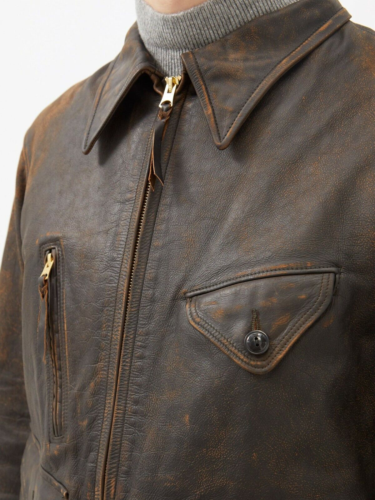 RRL Ralph Lauren Brown Emsworth 1900s Leather Jacket Newsboy Men's XXL –  Uncommon Threadz