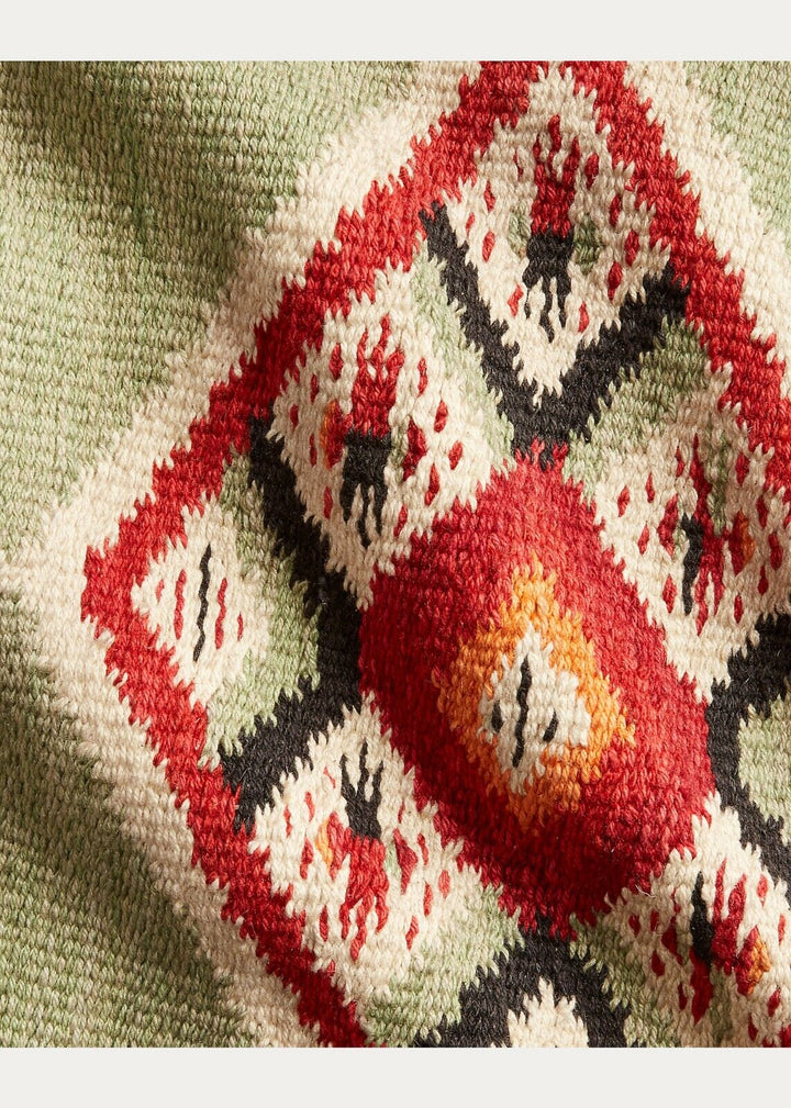 RRL Double RL Ralph Lauren Green Handwoven Jacquard Vest Men's Large L