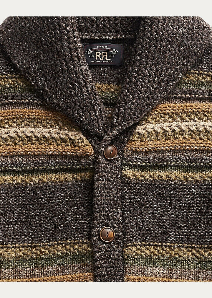 RRL Ralph Lauren Striped Knit Silk Wool 1940's Blanket Cardigan Men's Small S