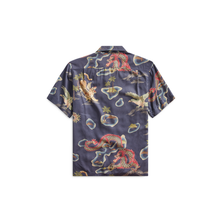 RRL Ralph Lauren Vintage Hawaiian Hand Painted Print Camp Shirt Men's M Medium