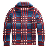 RRL Ralph Lauren Cotton Silk Wool Red Blue Shawl Flats Cardigan Men's Small S