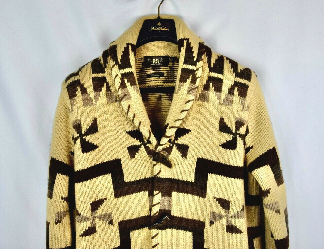 RRL Handknit Wool Blend Shawl Collar Cardigan Southwest Men's Small S