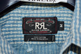 New RRL Ralph Lauren Blue Snap Workwear Shirt Men's M Medium Western Relaxed Fit