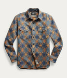 RRL Ralph Lauren Geometric Brushed Jacquard Flannel Workshirt Men's L Large
