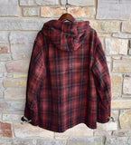 RRL Ralph Lauren Wool Red Black Plaid Hoodie Jacket Manhack Men's Extra-Large XL