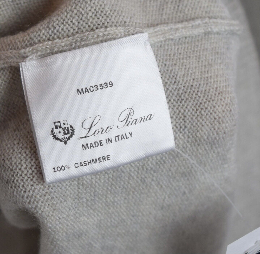 New LORO PIANA Cashmere Silk Gray Solid Hoodie Full Zip Sweater XL Extra-Large