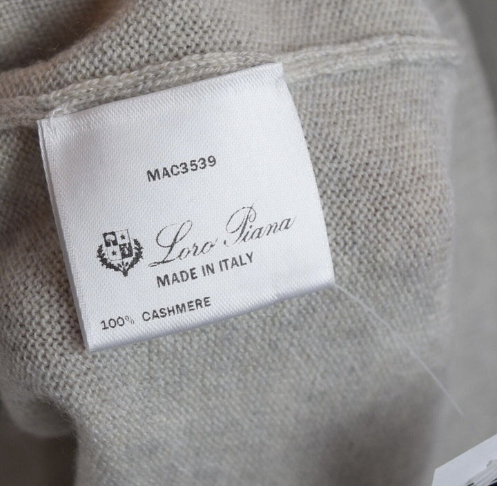 New LORO PIANA Cashmere Silk Gray Solid Hoodie Full Zip Sweater XL Extra-Large
