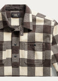 RRL Ralph Lauren Cotton Wool Plaid Shirt Brown Workshirt Popover Men's Small S