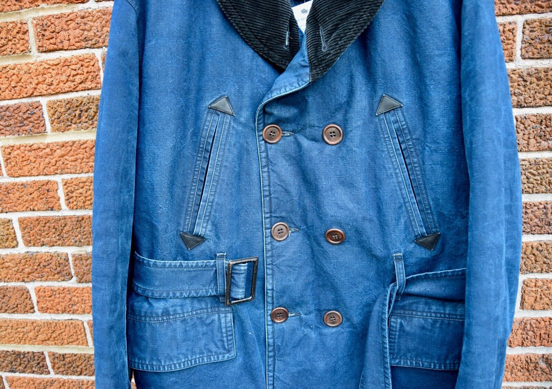 RRL Limited Edition Mens Peacoat Denim Jacket Pea Coat Lined Wool Extra-Large XL