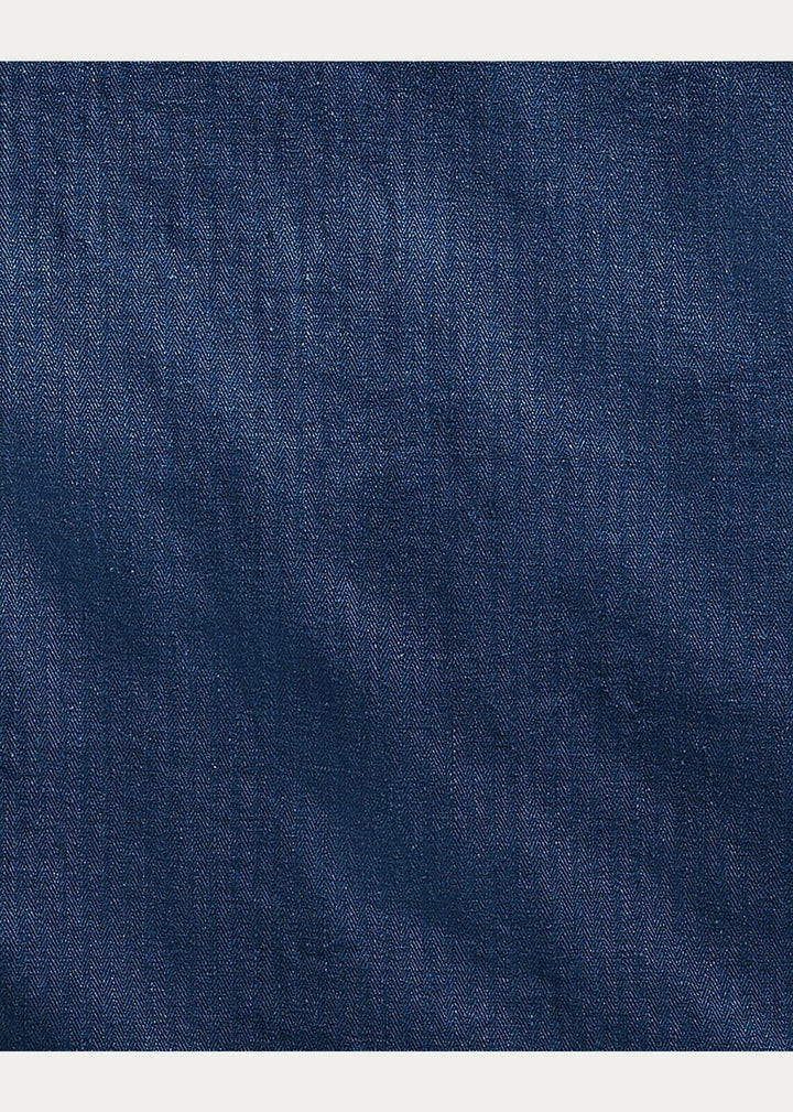 RRL Ralph Lauren Indigo Blue Jacket Linen Herringbone Overshirt Men's 2XL XXL