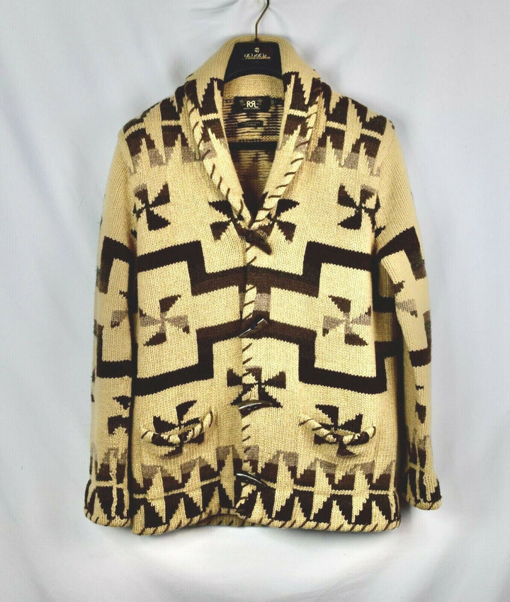 RRL Handknit Wool Blend Shawl Collar Cardigan Southwest Men's Small S