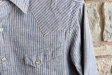 New RRL Ralph Lauren Blue Western Striped Slim Red Cotton Men's Shirt Medium M