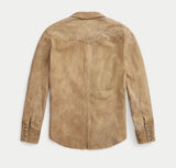RRL Ralph Lauren Leather Western Tan Sheepskin Jacket Suede Embroidered Medium M