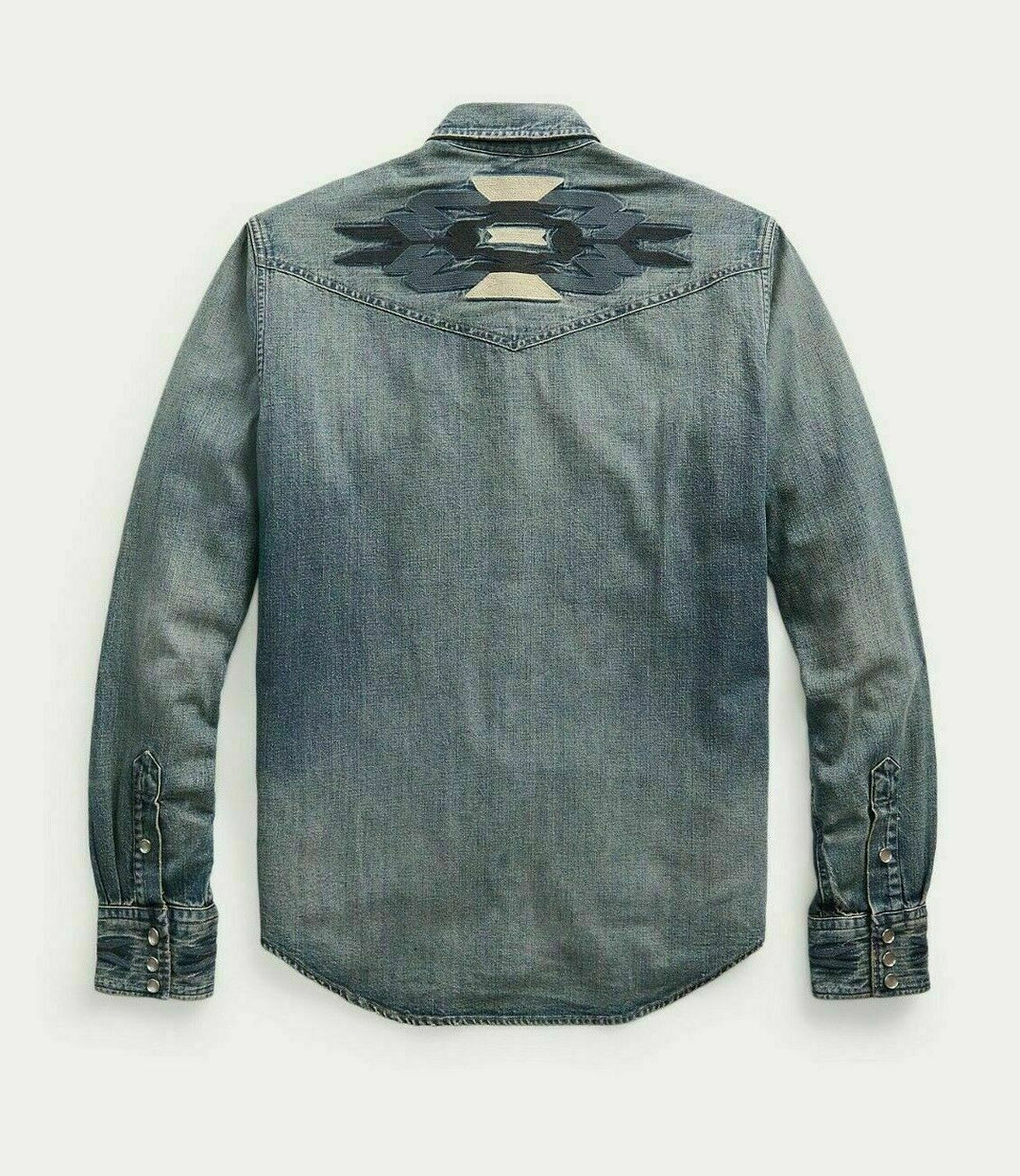 RRL Ralph Lauren Embroidered Japanese Denim Western Shirt Men's M Medium