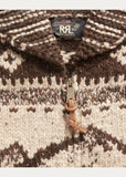 RRL Ralph Lauren Alaskan Brown Mountain Hand-Knit Wool Cardigan Mens M Medium