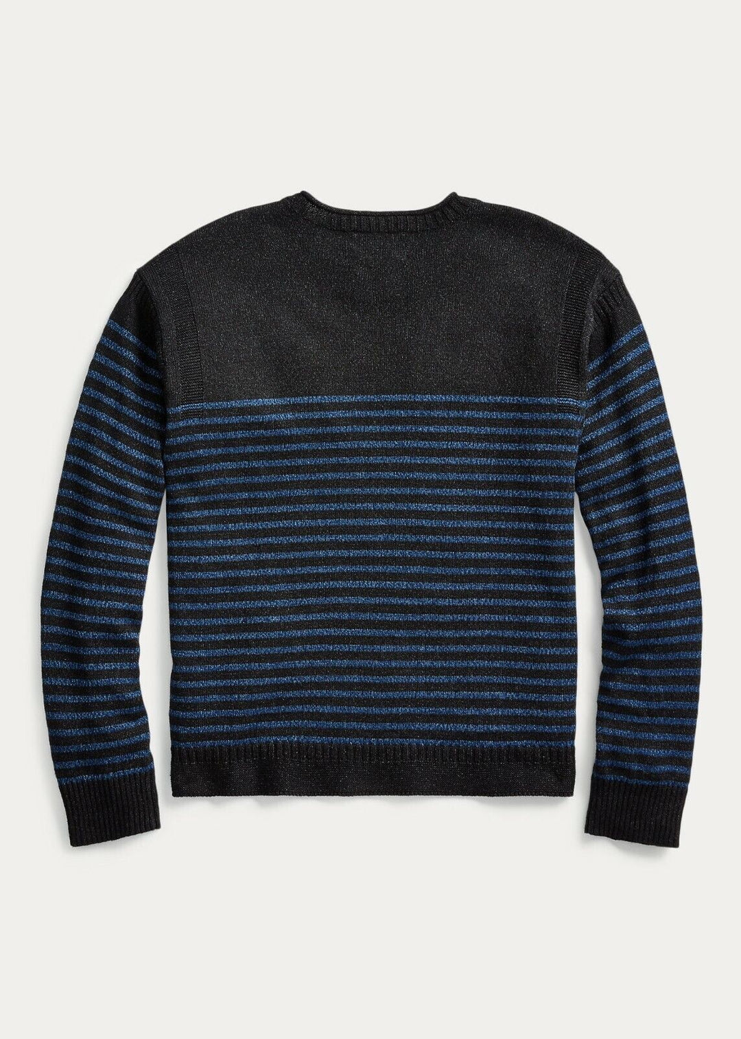 New RRL Ralph Lauren Black Blue Striped Crewneck Sweatshirt Men's XL Extra-Large