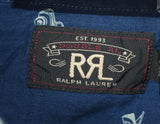 RRL Ralph Lauren Indigo Truck-Print Workshirt S/S Blue Shirt Men's M Medium