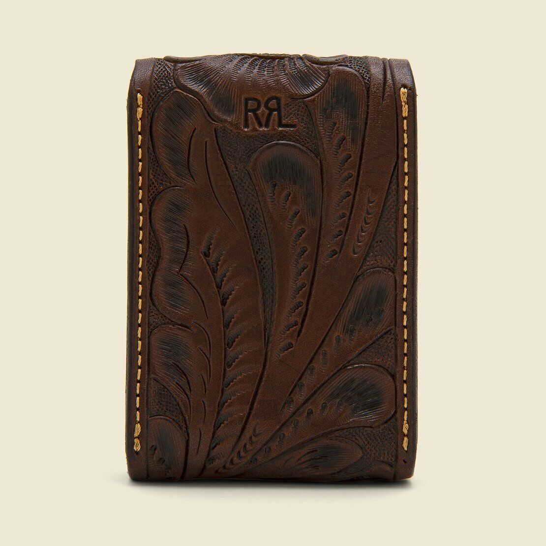 New RRL Ralph Lauren Hand Tooled Indigo Tanned Leather