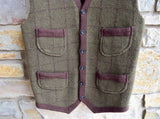 RRL Ralph Lauren Green Brown Wool Check Knit Sweaater Vest Men's Medium M