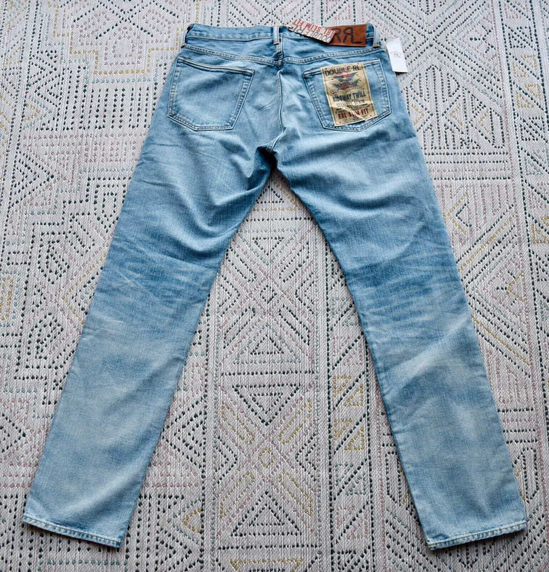$450 RRL Double RL Light Wash Denim Jeans USA Made Relax Fitting Denim 33x32