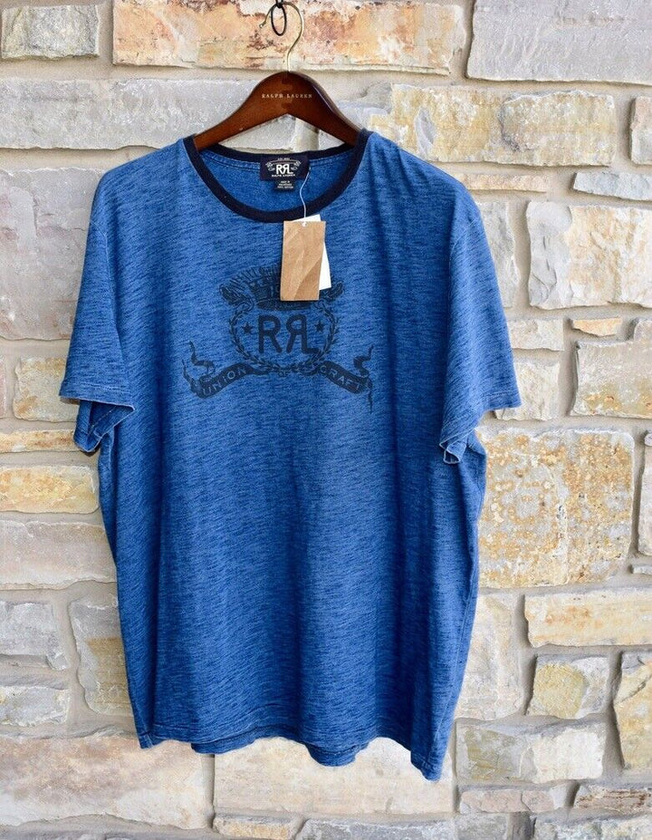 RRL Polo Ralph Lauren Navy Naval Graphic Cotton Crewneck T-Shirt Men's 2XL XXL