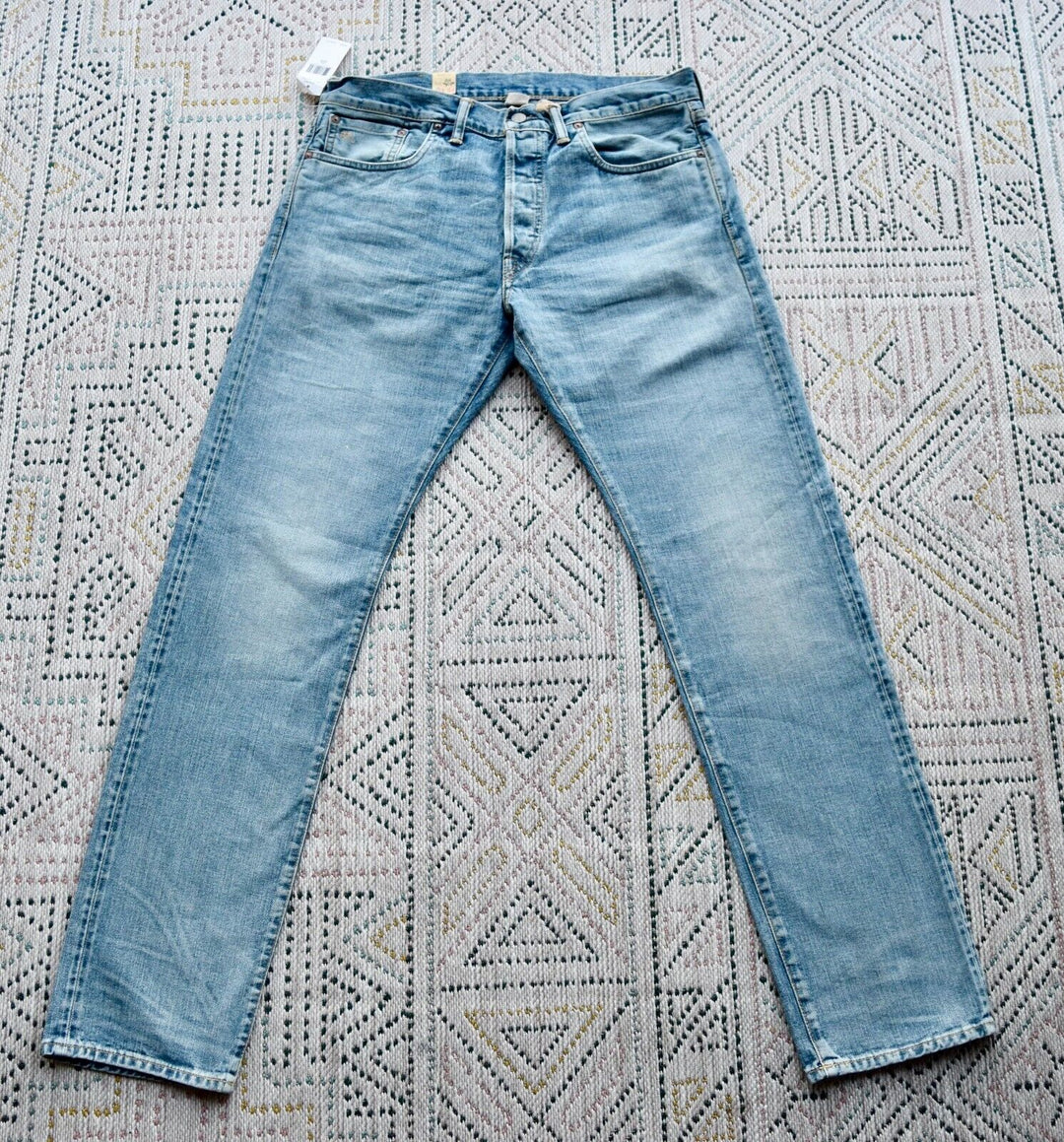 $450 RRL Double RL Light Wash Denim Jeans USA Made Relax Fitting Denim 33x32