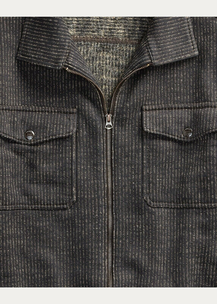 RRL Ralph Lauren Navy Striped Jacket Sweater Fleece Beach Jacket Men's Medium