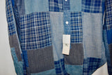 $580 RRL Ralph Lauren Patchwork Flannel Blue Shirt Indigo Plaid XS Extra-Small