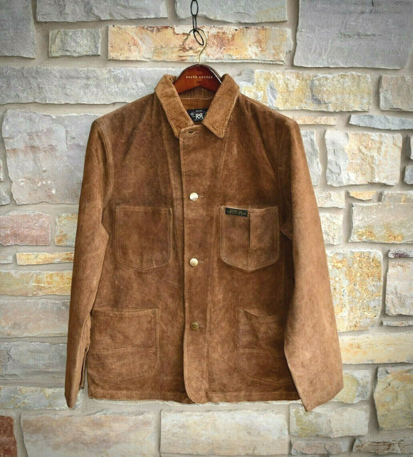 RRL Ralph Lauren Roughout Suede Coat Brown Chore Leather Jacket Men's Medium M