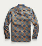 RRL Ralph Lauren Geometric Brushed Jacquard Flannel Workshirt Men 2XL XXL