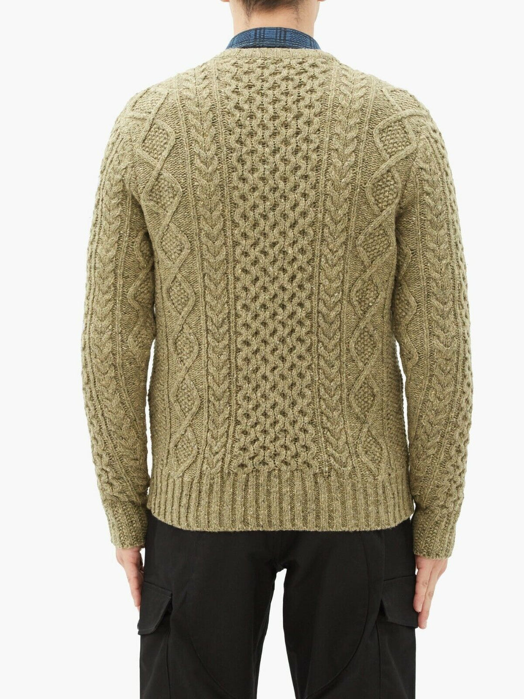 RRL Ralph Lauren Aran Irish Cable-Knit Donegal Wool Sweater Men's M Medium