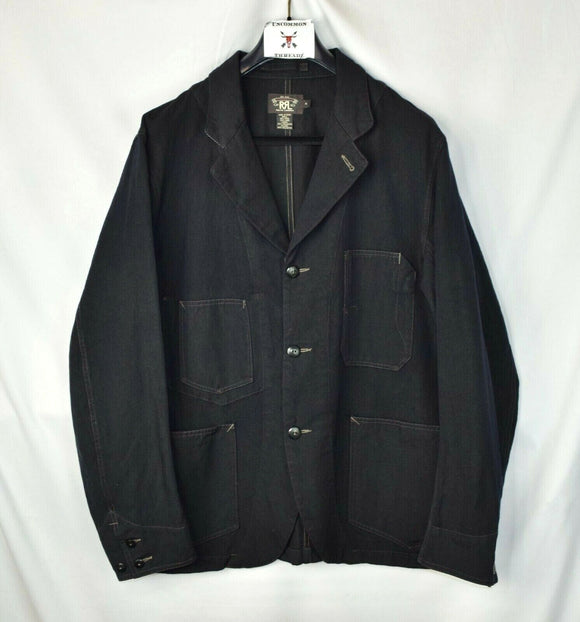 NWT New RRL Mens Wool Black Sportcoat Workwear Blazer Jacket XL Extra-Large