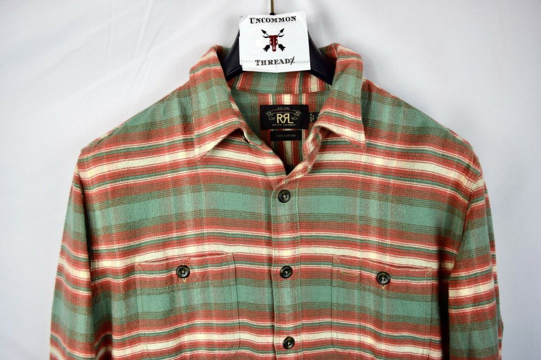 RRL Ralph Lauren Striped Serape Southwestern Striped Shirt Green Men's M Medium