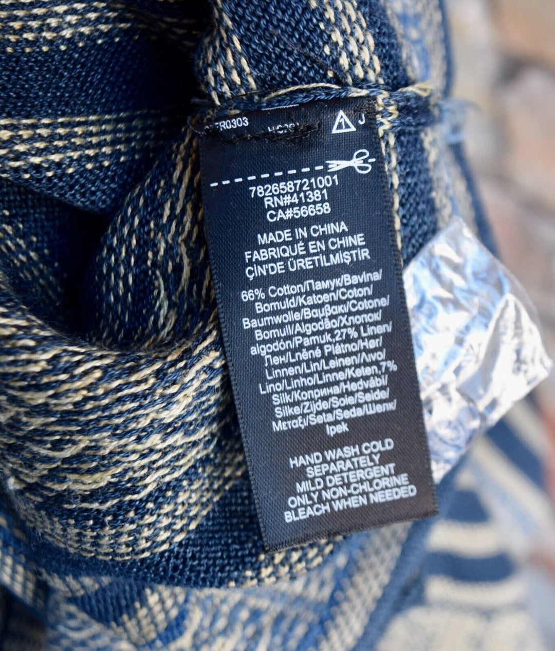 New RRL Ralph Lauren Silk Indigo Blue Southwestern Henley Sweater Men's 2XL XXL